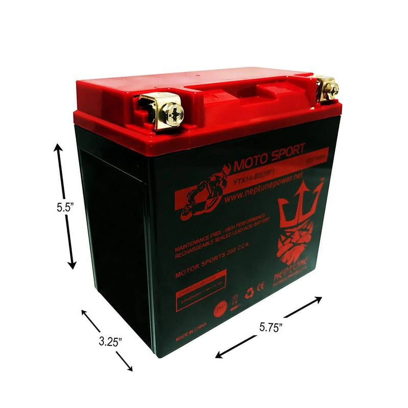 Honda FL400R Pilot TRX400EX, 1989-1990 YTX14-BS(MF) SLA Powersport Replacement ATV Battery by Neptune