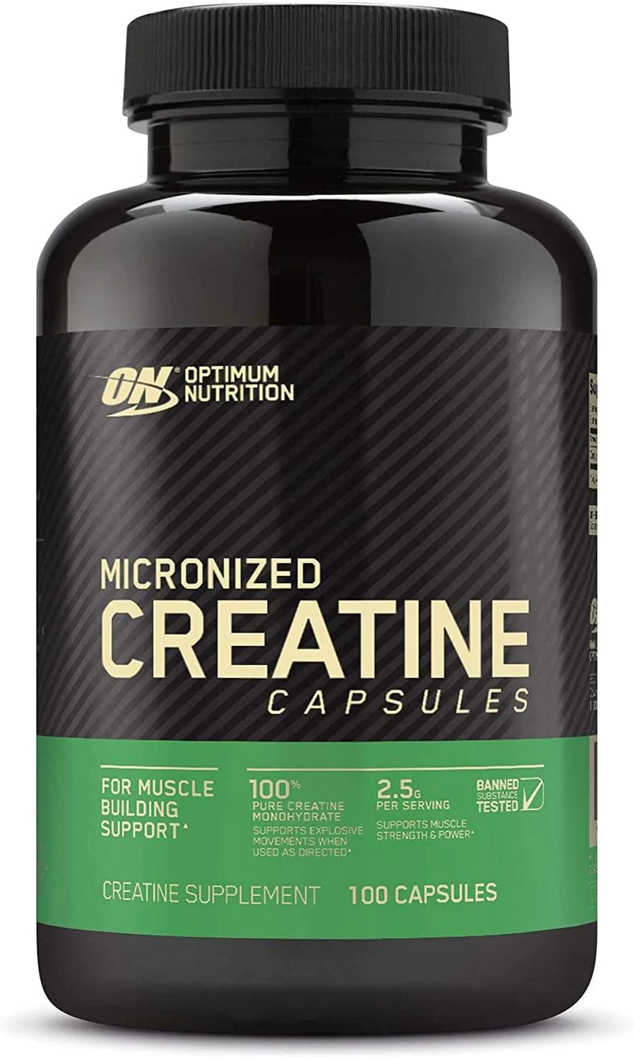 Optimum Nutrition Creatine 2500 Micronized Creatine Capsules / 100% Pure Creatine Monohydrate / 2.5 Grams of Creatine Per 2 Capsule Serving / 100 Caps (Pack of 1)