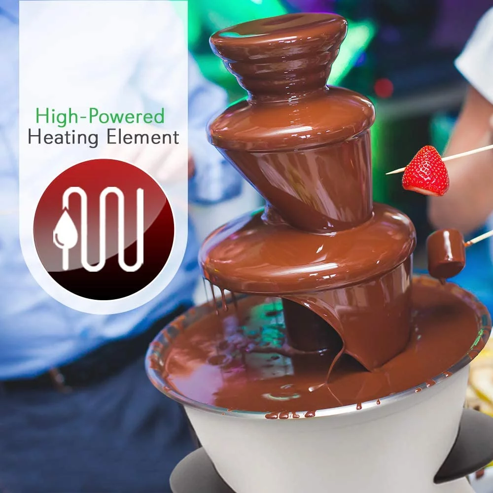 NutriChef 16oz 3 Tier Electric Countertop Fondue Maker Fountain Chocolate Melter