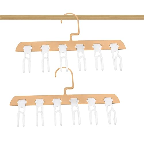 Space Saving Hangers, 2Pcs Closet Organization Hangers, 6 Slots Multi Clothes Hanger Organizer, Sturdy Clothes Hangers with Hook Design, PVC Hangers Space Saving, Compact Clothes Organizers for Home