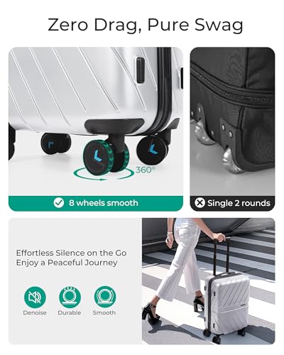 BAGSMART Carry On Luggage 22x14x9 Airline Approved With TSA Lock, 1OO% Polycarbonate Hardside Luggage with Spinner Wheels, Durable Hard Shell Carry On Suitcase 20 inch Black