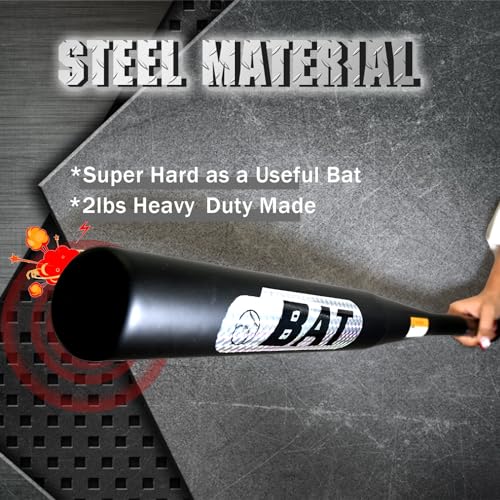 30in Baseball Bat, Alloy Steel Heavy Duty Weighted Baseball Bat, Metal Bats Black, 2in Barrel