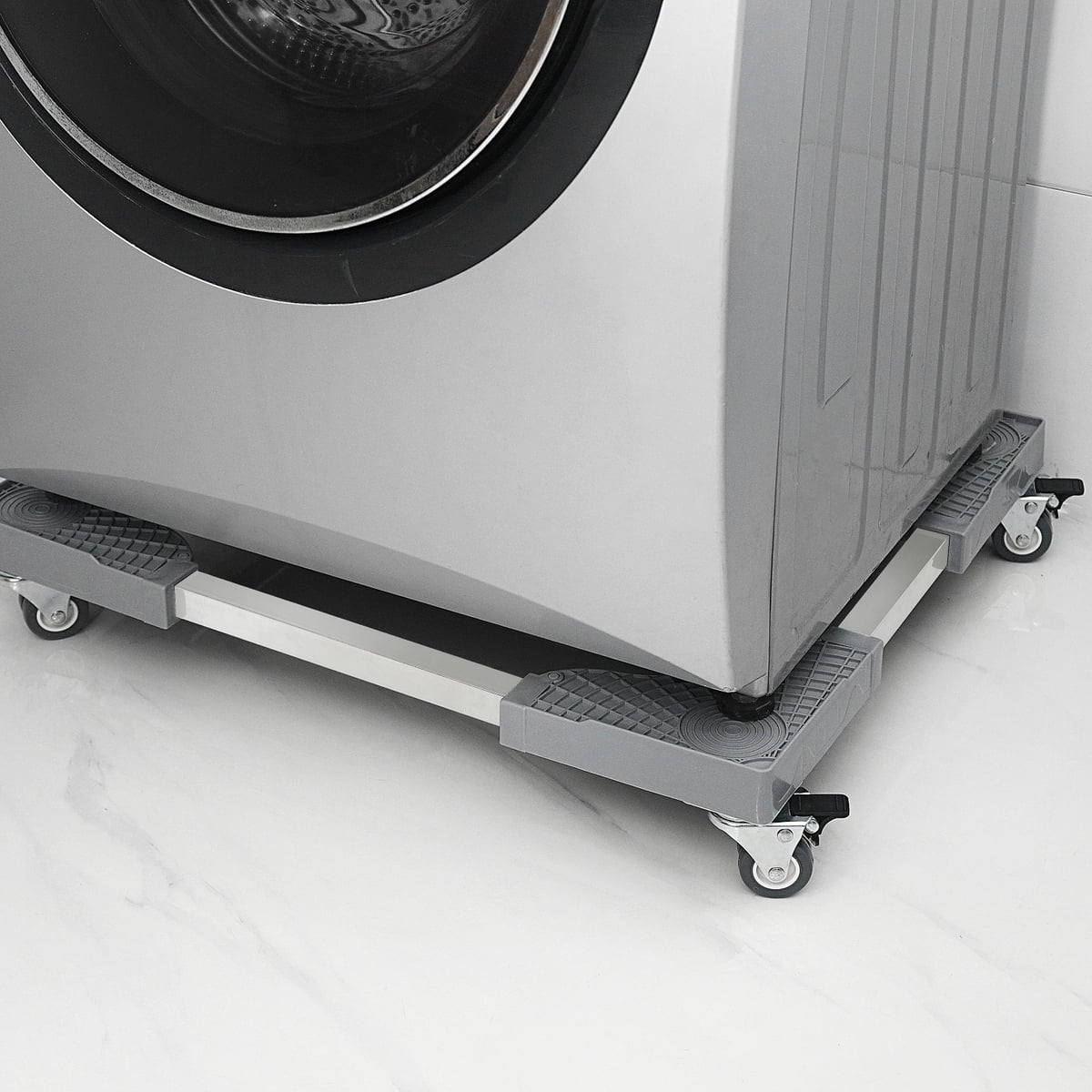 Adjustable Washing Machine and Dryer Stand with 4 Lifting Feet, 4 Swivel Casters with Brakes, 660 lb Capacity