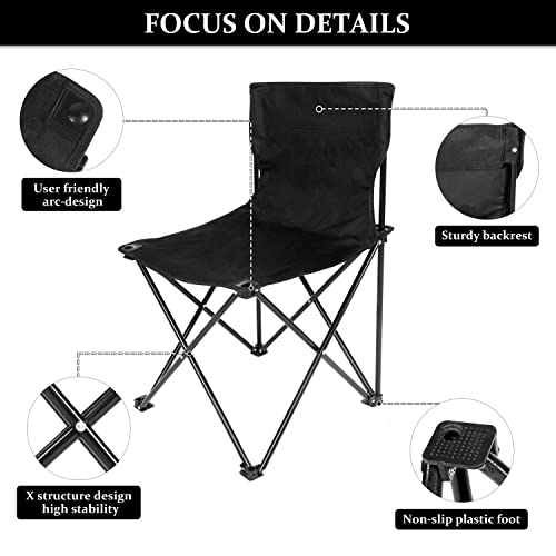YSSOA Removable Footrest Reclining Camping Chair, 1-Pack, Black