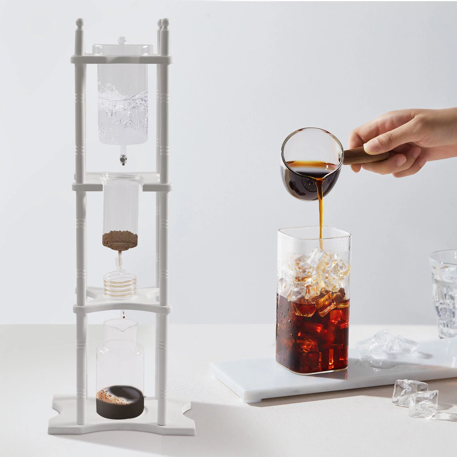 Ice Drip Cold Brew Coffee Maker Ice Coffee Machine with Slow Drip Coffee Tower
