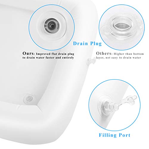 2PCS Inflatable Serving Bars with Drain Plug - Food Drink Salad Buffet Tray with Mesh Food Cover for Indoor and Outdoor Party Pool Picnic Luau