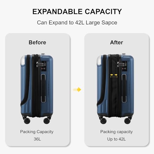 LEVEL8 Grace Carry on Luggage Airline Approved, 20 Inch Expandable Hardside Suitcases with wheels, Abs+Pc Harshell Spinner Luggages with Tsa Lock, Red