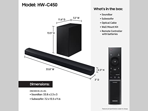 Samsung B-Series Soundbar HW-B630F 3.1 ch DTS Virtual:X Soundbar with Subwoofer (2025 Model) One Remote Control, Voice Enhance Mode, Adaptive Sound