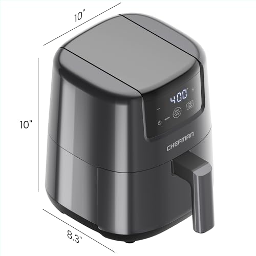 CHEFMAN 2 Qt Mini Air Fryer – Digital Space-Saving Compact Air Fryer with Nonstick and Dishwasher Safe Basket, Quick & Easy Meals in Minutes, Features Digital Timer and Shake Reminder – Black