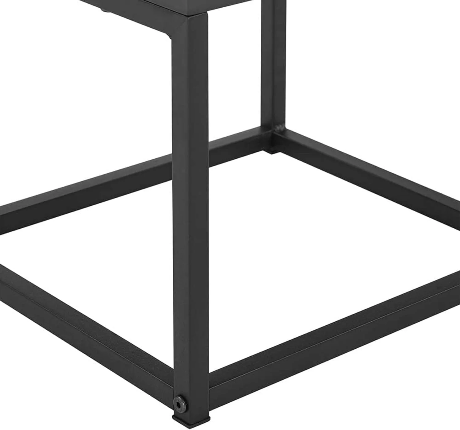 Inch Tall Simple Rectangular End Table Nightstand With Flat Top, Pull Out Drawer, And Open Shelving, Metal Leg Design, Black