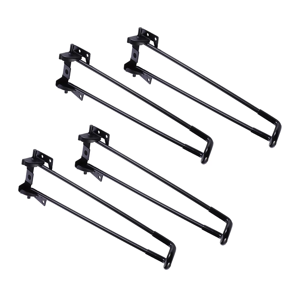 4Pcs Iron Folding Table Legs Sturdy Bed Computer Desk Legs Table Stands (Black)