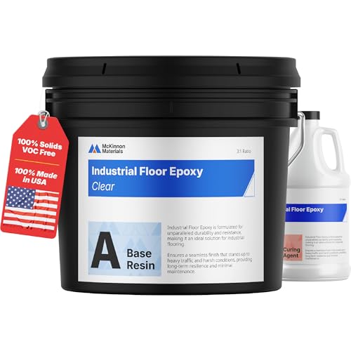McKinnon Epoxy Resin Garage Floor & Concrete Coating Kit - 2.5 Car Garage Full Coverage,100% Solids, Zero VOCs, Durable High Gloss, Commercial & Residential, 4 Gallon