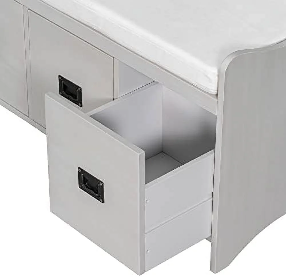 48" Entry  Bench with Removable Cushion and 4 Drawers  Entryway Hallway Foyer Shoe Bench Bedroom End of Bed Bench with Backrest  200lbs Weight Capacity (White)