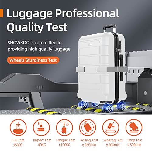 SHOWKOO Luggage Sets Expandable PC+ABS Durable Suitcase Double Wheels TSA Lock Black