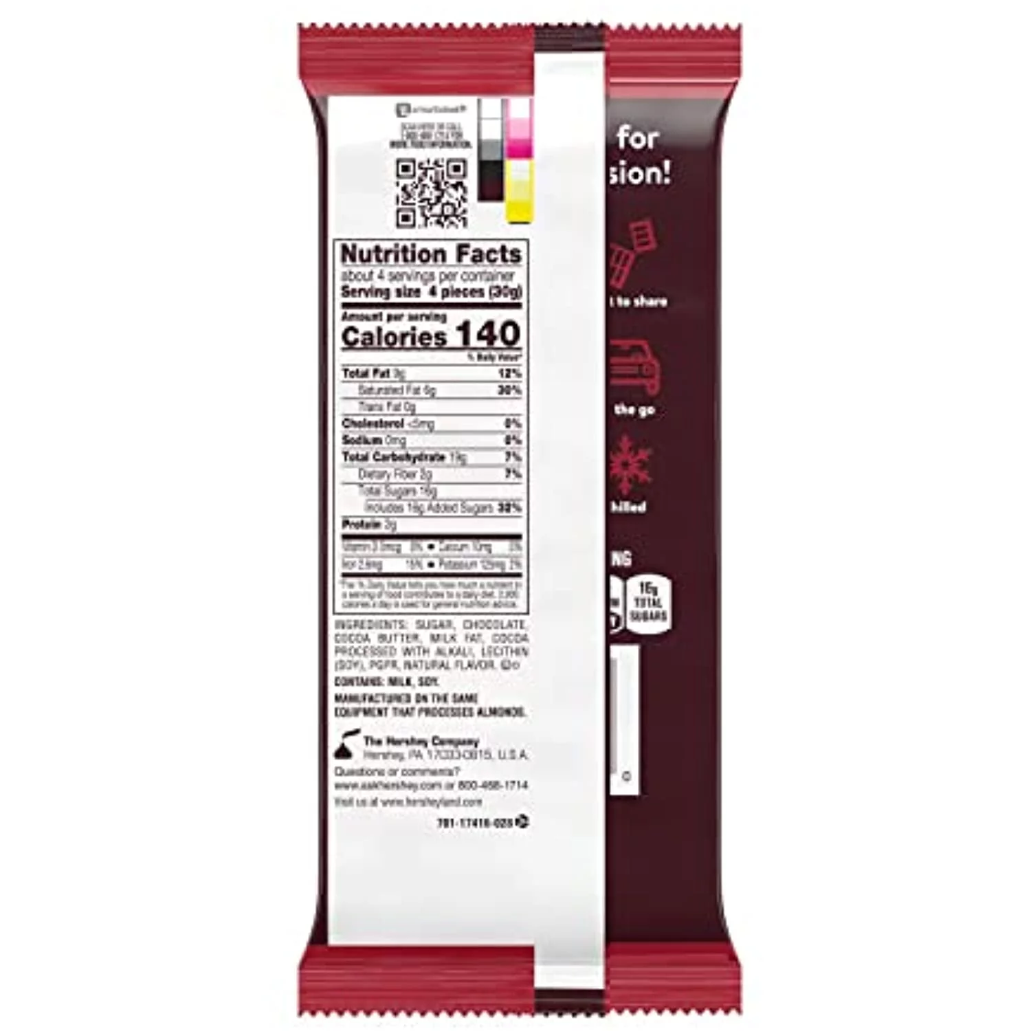 Hersheys Special Dark Mildly Sweet Dark Chocolate Bulk Candy, Individually Wrapped, 4.25 Oz Xl Bars (12 Count)