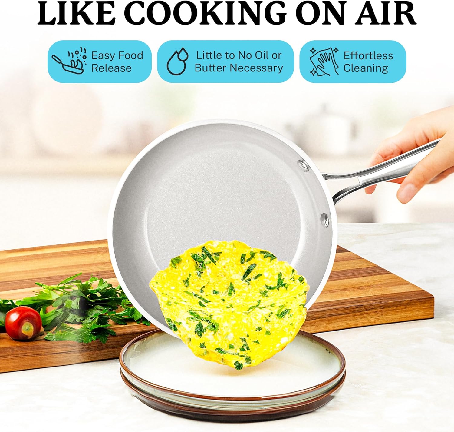 Gotham Steel 20 Piece Pots and Pans Set Nonstick Cookware Set, Pot and Pan Set, Kitchen Cookware Sets, Ceramic Cookware Set, Ceramic Pots and Pans Set, Pot Set, Dishwasher Safe, Aqua Blue