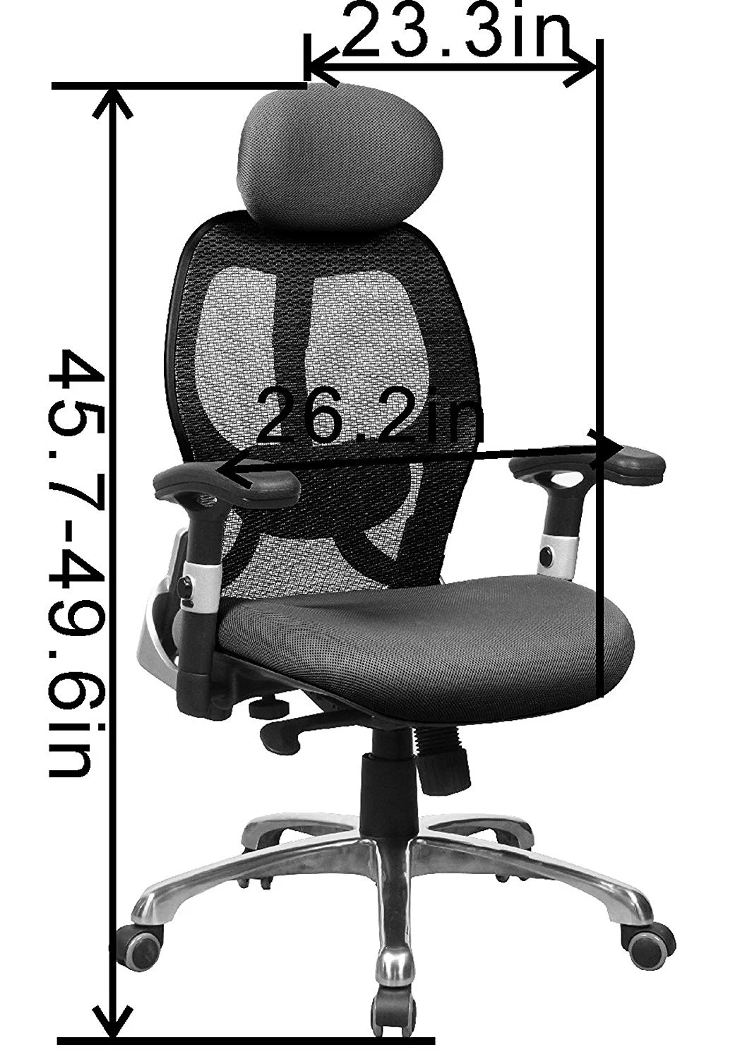 Office Factor Leather Office Chair, Fully Adjustable Big and Tall Office Chair, Swivel Office Chair with Castor Wheels, 500 Lbs Rated Leather Executive Chair (Gray)