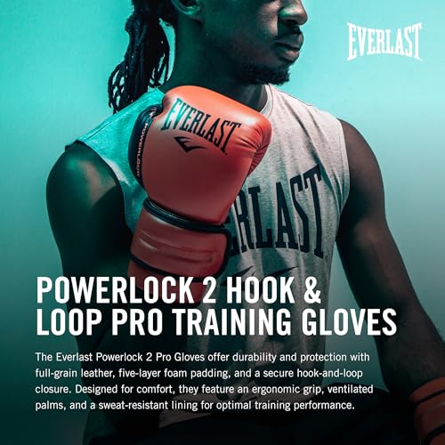 Everlast Powerlock 2 Hook & Loop Boxing Gloves | Fight Training Gloves | Hook and Loop with Durable Hand & Wrist Support | Heavy Bag & Fitness Training