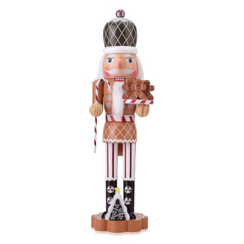 Nutcracker Gingerbread Figure, 14.4 Inch Wooden Christmas Nutcracker Decor, Xmas Nutcracker Figures Mantel Ornament Festival Shelves Decorations