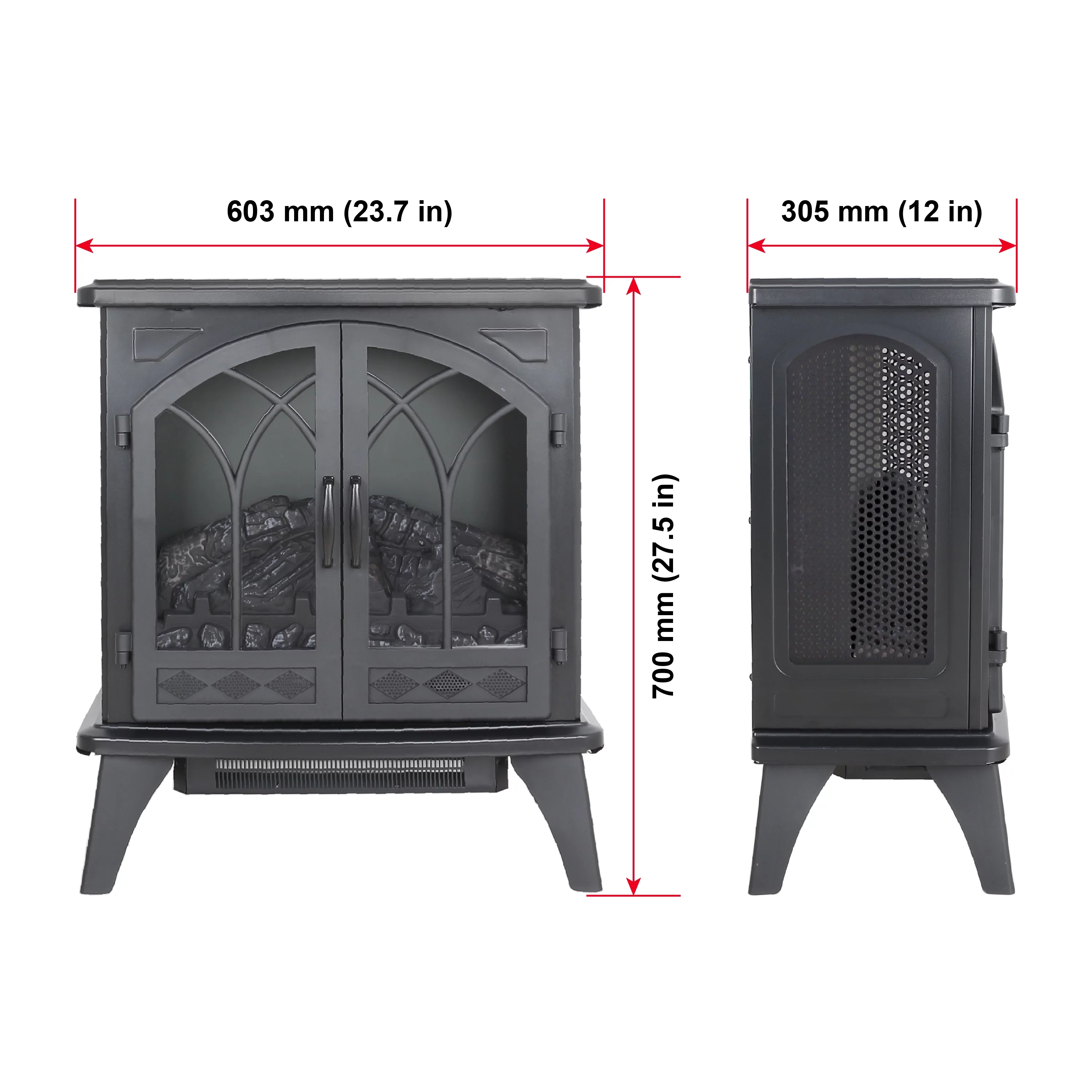 24 Inch 3D Infrared Electric Stove with Remote Control Simulating Small Stove