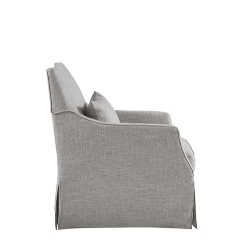 Martha Stewart London Swivel Chair - Solid Wood & Plywood, Skirted Metal Base Accent Armchair, Lumbar Pillow -Modern Classic Family Room Sofa Furniture Bedroom Lounge, 28