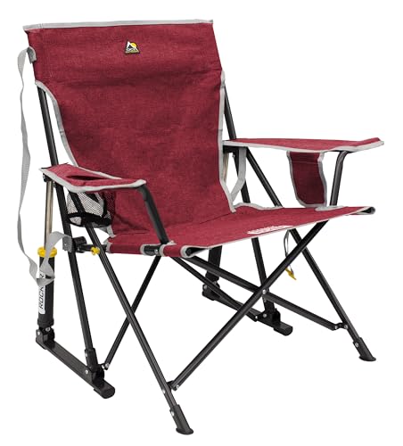 GCI OUTDOOR Kickback Rocker Camping Chair | Portable Folding Rocking Chair with Durable Armrests, Drink Holder & Relaxed Lowered Seat for Comfort — Loden Green