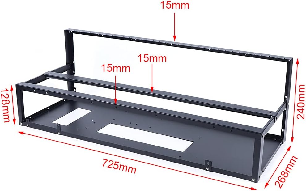 ITX (17 x 17cm) ATX MATX PC Motherboard Case Frame, Open Bare Metal Air Water Cooling Fan Stand Chassic Test Bench Vertical Rack Computer Board Overclocking Heat Dissipation(Vertical Black)