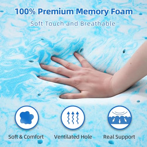 BedsPick 3 Inch Memory Foam Mattress Topper Twin Size, Gel Infused Ventilated Memory Foam Bed Toppers for Twin Size Bed, Single Toppers Foam Mattress Pad