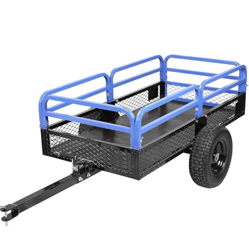 Heavy Duty Steel ATV Dump Trailer, 1500-Pound Load Capacity, Tow Behind Dump Cart Garden Trailer, with Removable Sides and 2 Tires, for Mowers, Tractors, ATV, UTV