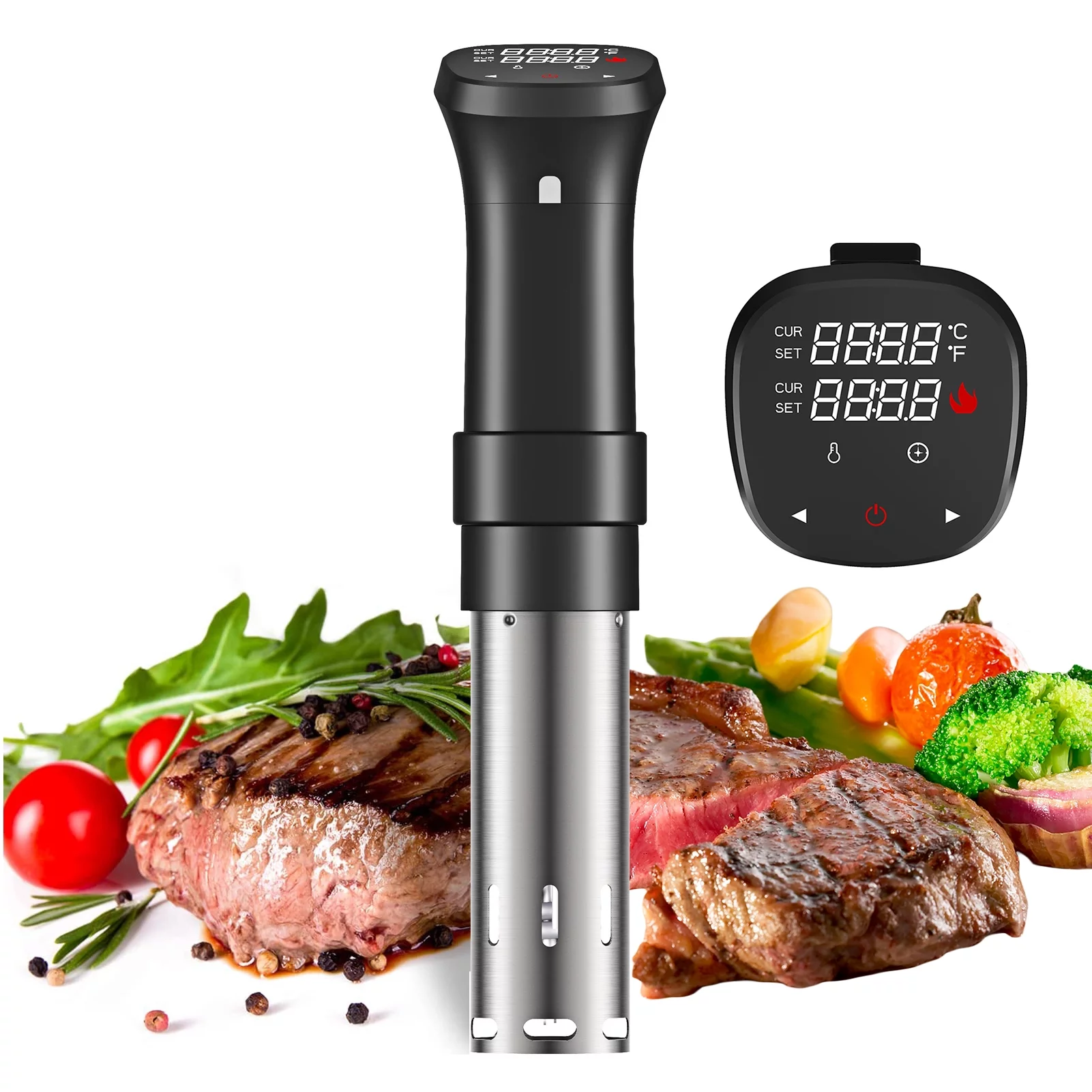 1100W Sous Vide Cooker Waterproof Quiet Cooking Machine with Accurate Time Control Display Screen Cookbook