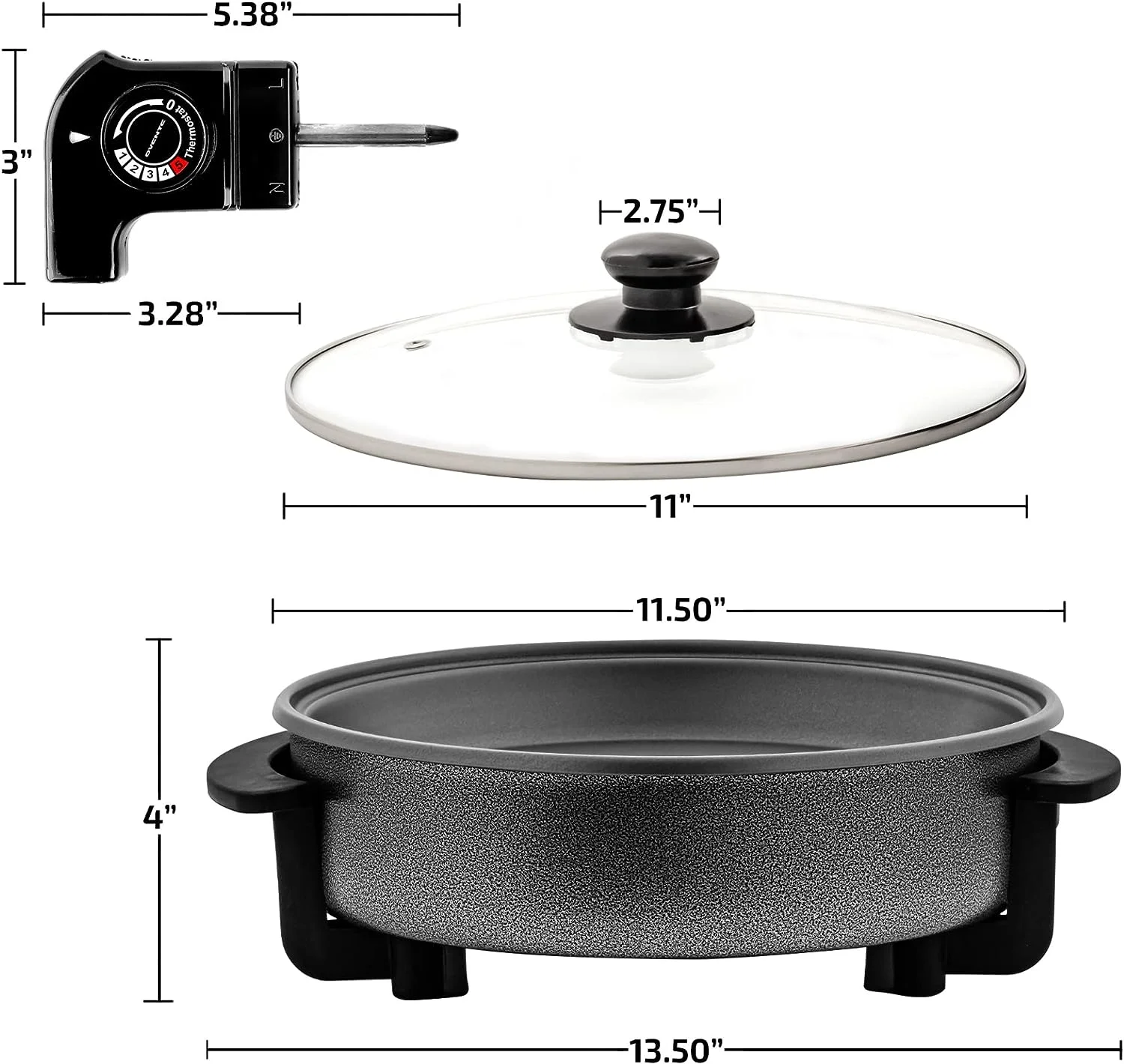 OVENTE Electric Skillet and Frying Pan, 12