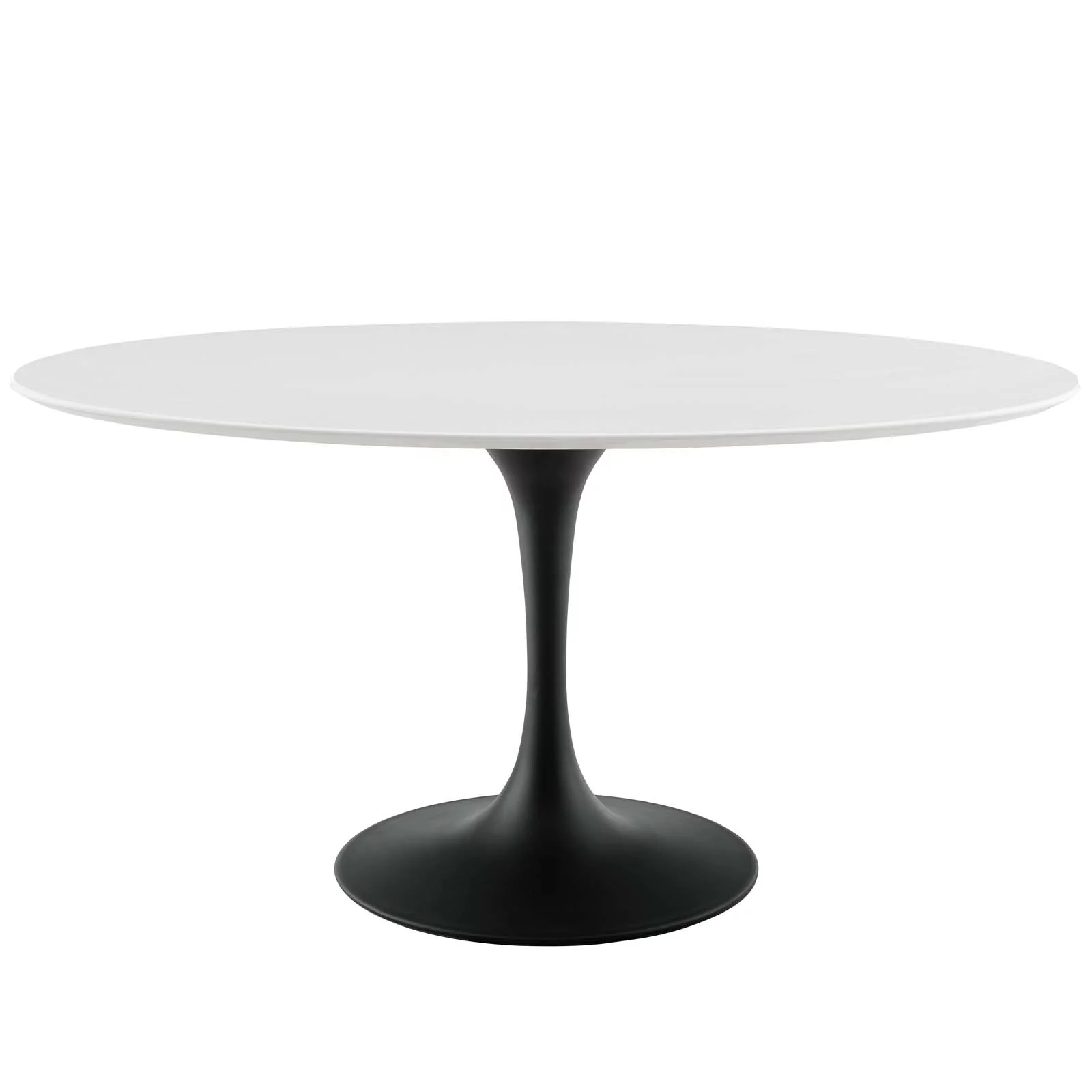 Contemporary Modern Urban Designer Kitchen Room Oval Dining Table, Wood Metal Steel, Black White