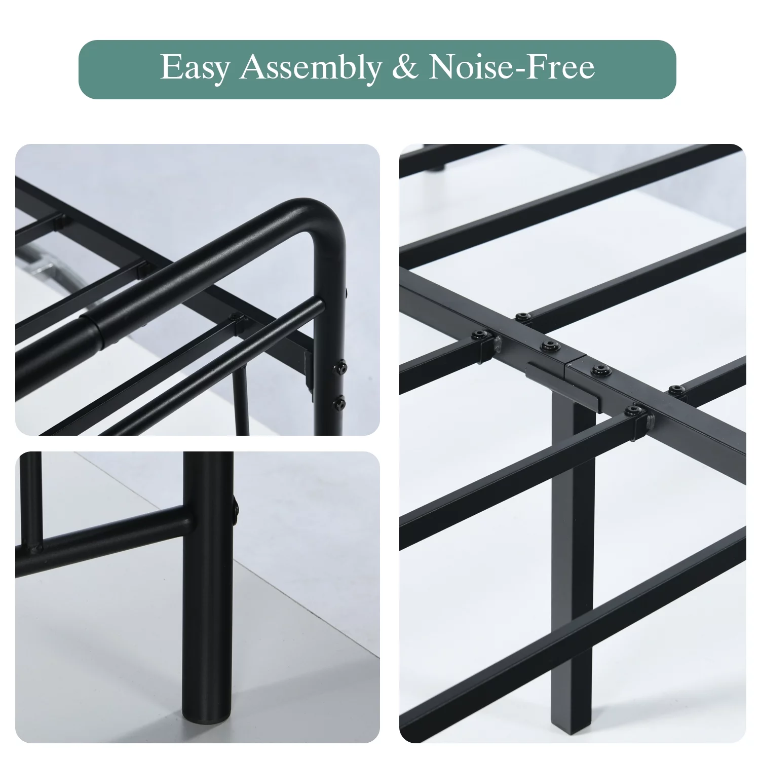 4 EVER WINNER Twin Size Metal Bed Frame with Headboard and Footboard, Twin Bed Frame for Girls, Boys, Kids, No Box Spring Needed, Vintage Style