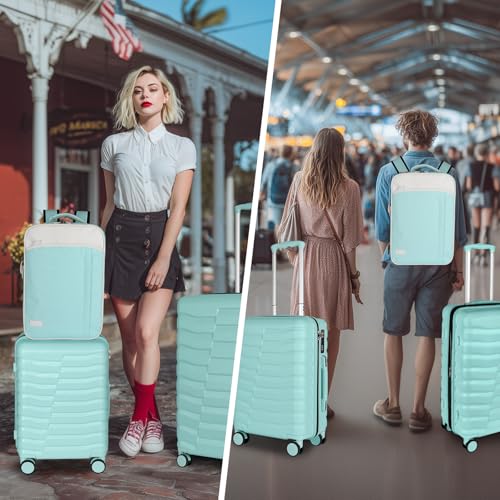 Lightweight Luggage with Spinner Wheels & YKK Zipper, 3-Piece Travel Suitcase ABS+PC Hardshell Luggage Set with TSA Lock, Light Avocado Green (20+24+28 inch)