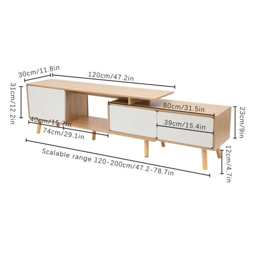 Modern TV Stand TV Unit Sideboard TV Console Media Cabinet Solid Wood White