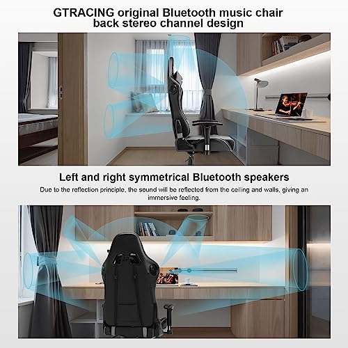 GTRACING Gaming Chair with Speakers Bluetooth Music Video Game Chair Audio Ergonomic Design Heavy Duty Office Computer Desk Chair (Black)