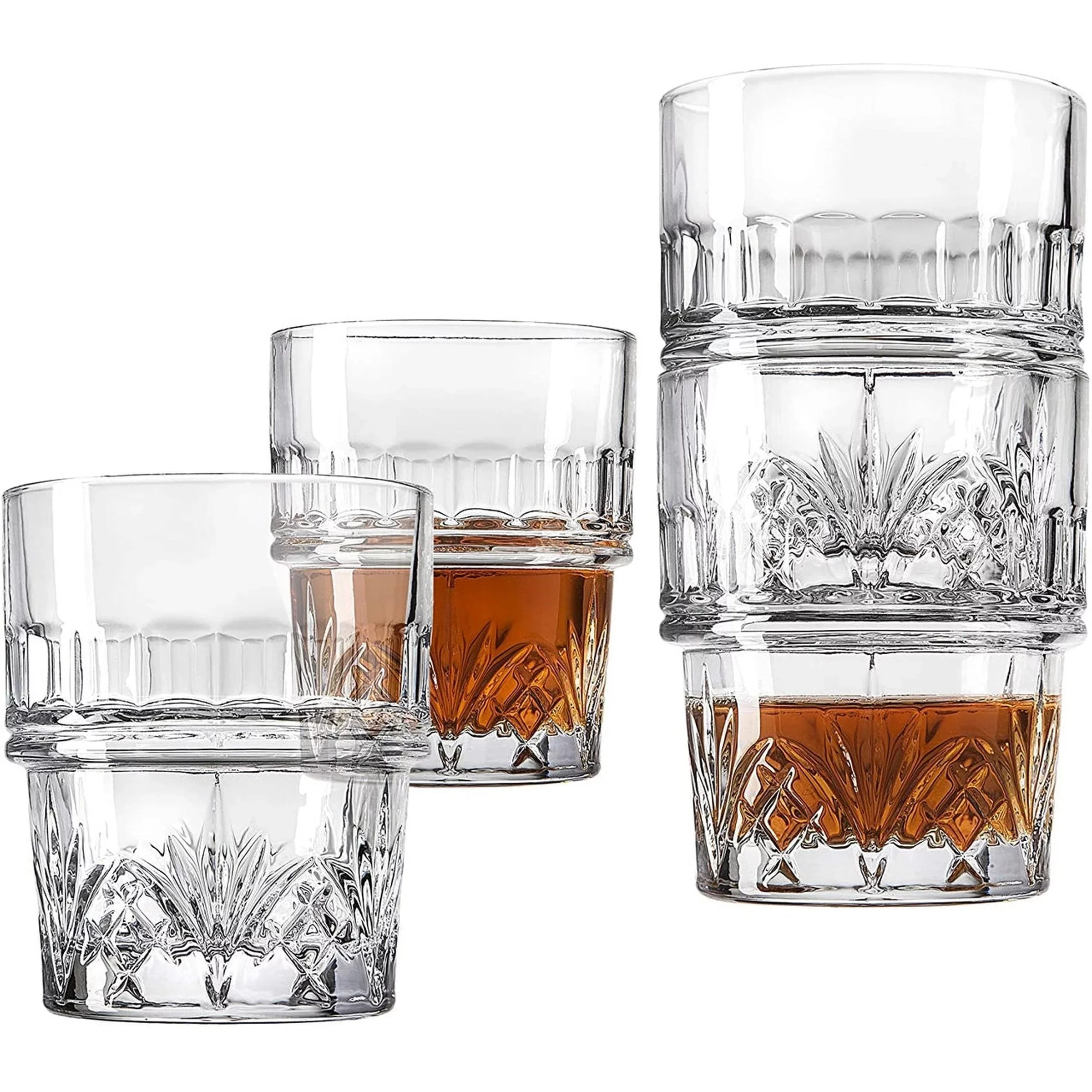 Dublin Crystal Stackable Whiskey Glass 10oz, Set of 4