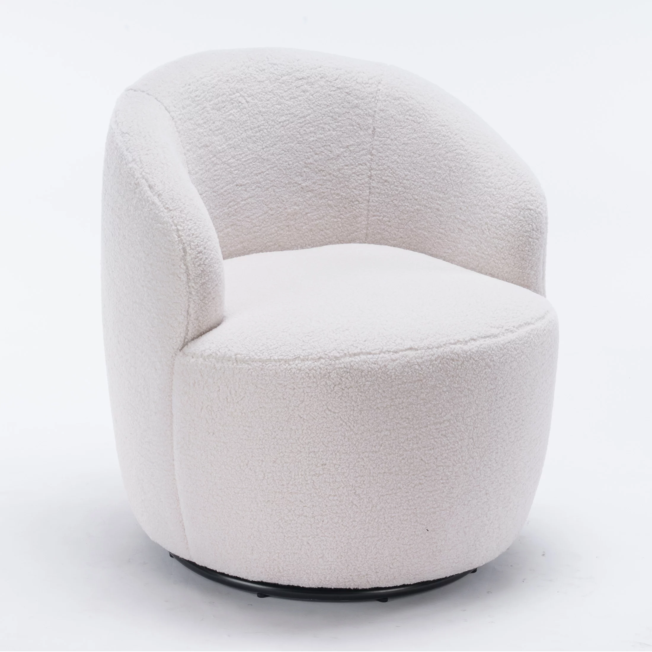 AiLive Barrel Chair Teddy Fabric 360 Degree Swivel Accent Armchair for Apartment,Living Room, Single Barrel Sofa for Bedroom, Office (White)