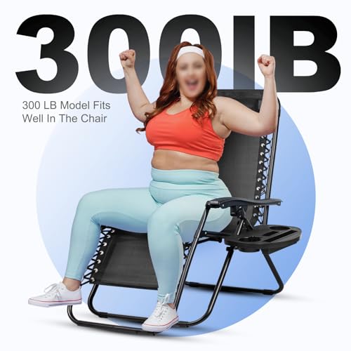 Nazhura Set of 2 Relaxing Recliners Patio Chairs Adjustable Steel Mesh Zero Gravity Lounge Chair Beach Chairs with Pillow and Cup Holder (Dark Green)