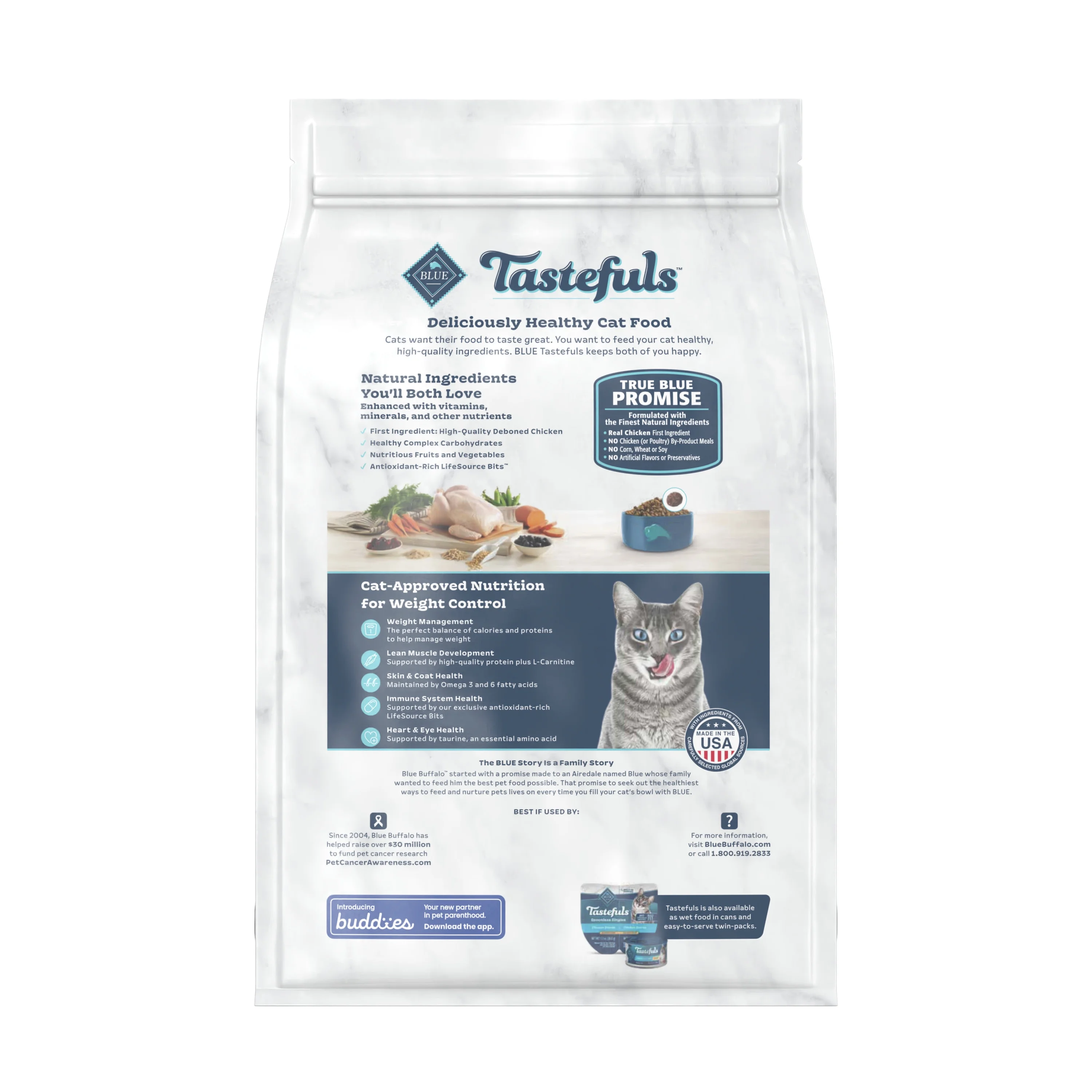 Blue Buffalo Tastefuls Weight Control Natural Adult Dry Cat Food, Chicken 3lb bag