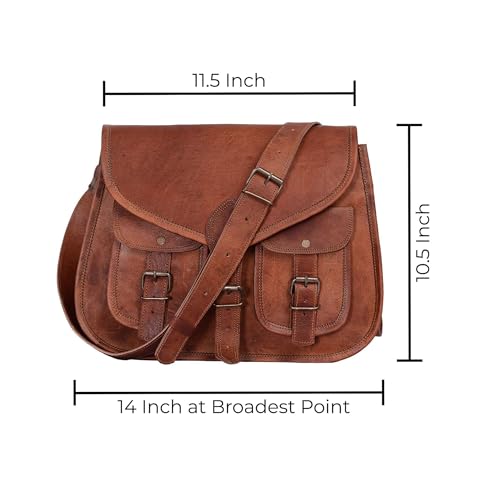 14 Inch Leather Purse Women Shoulder Bag Crossbody Satchel Ladies Tote Travel Purse Genuine Leather