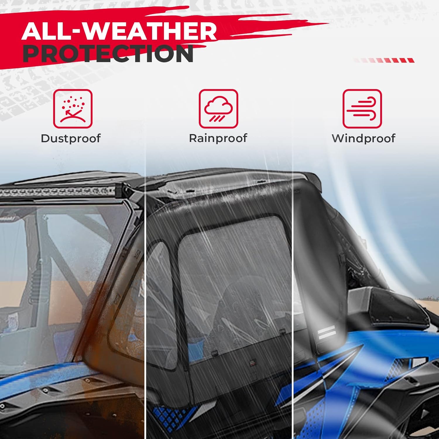 Kemimoto Teryx KRX 1000 Upgraded Soft Upper Doors Set Kemimoto UTV Door Cab Enclosure Kit KRX Side Windows Compatible with 2022 2021 2020 Kawasaki Teryx KRX 1000, Replace 99994-1298