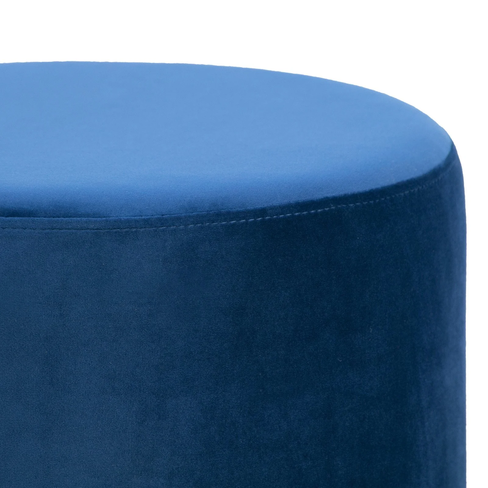 Glamour Home Anna Velvet Round Ottoman with Golden Accent Base