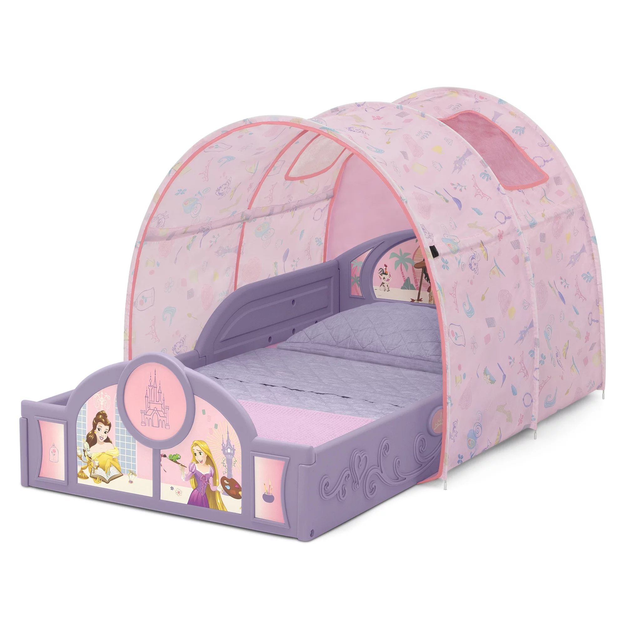 Disney Princess Sleep and Play Toddler Bed with Tent by Delta Children, Purple/Pink