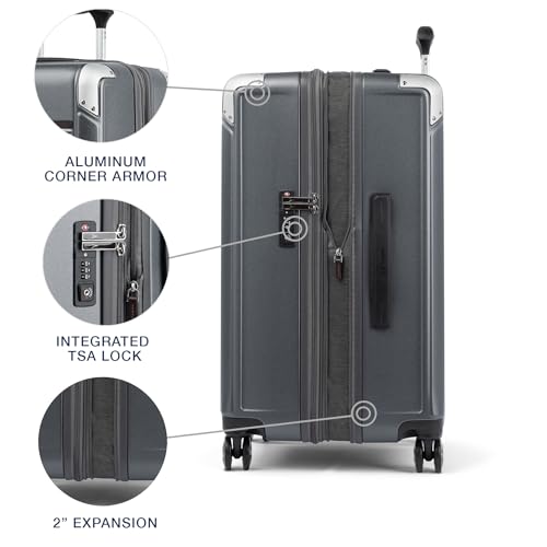 Travelpro Platinum Elite Hardside Expandable Carry on Luggage, 8 Wheel Spinner, TSA Lock, Hard Shell Polycarbonate Suitcase, Metallic Sand, Compact Carry on 20-Inch