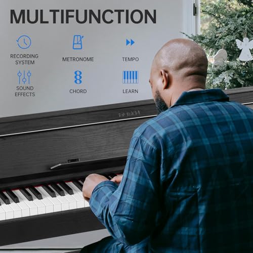 MOSEN 88 Keys Weighted Digital Piano with Furniture Stand & 3-Pedal Unit, Hammer Action Keyboard, Full-size Electric Piano Keyboard Supports USB-MIDI/Wireless Connect, MDP-110