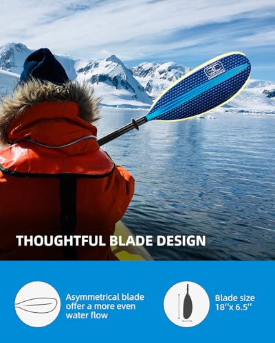 OCEANBROAD Kayak Paddle 86in/218cm, 90.5in/230cm, 95in/241cm Alloy Shaft Kayaking Boating Canoeing Oar with Paddle Leash