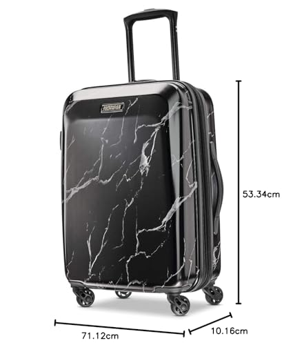 American Tourister Moonlight Hardside Expandable Luggage with Spinner Wheels, Blue Terazzo, 2-Piece Set (20/28)