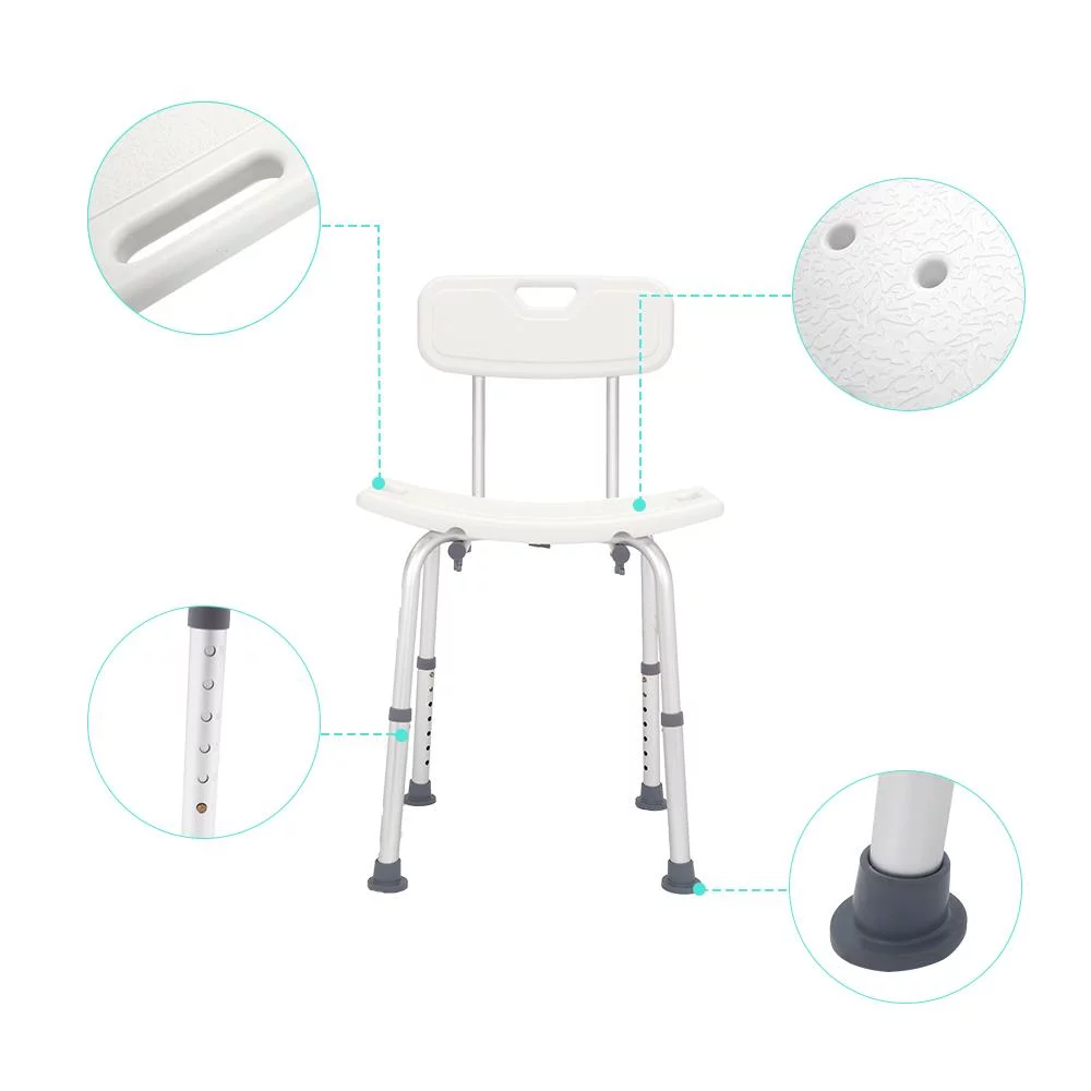 Zimtown Tool-Free Assembly Spa Bath Adjustable Shower Chair Seat Bench with Removable Back