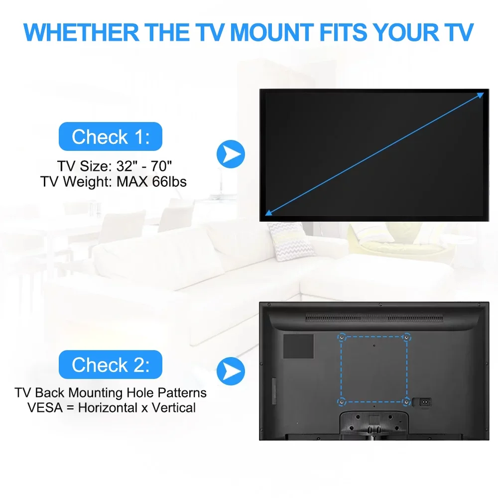 Full Motion TV Wall Mount Bracket 32 to 65 70 inch TV Stand with Articulating Swivel Tilt Extension